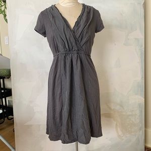 Garnet Hill gray organic cotton silk panel dress